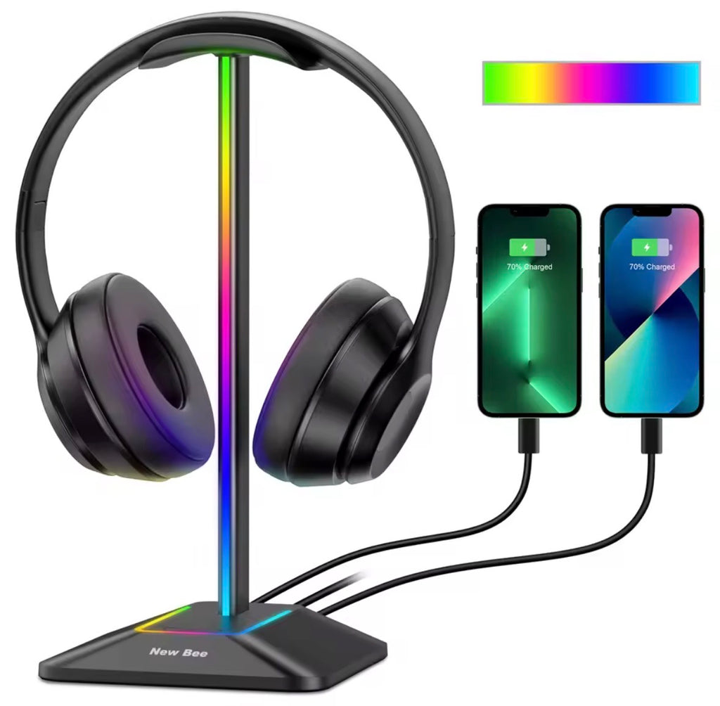 RGB Headset Holder with Dual USB Ports