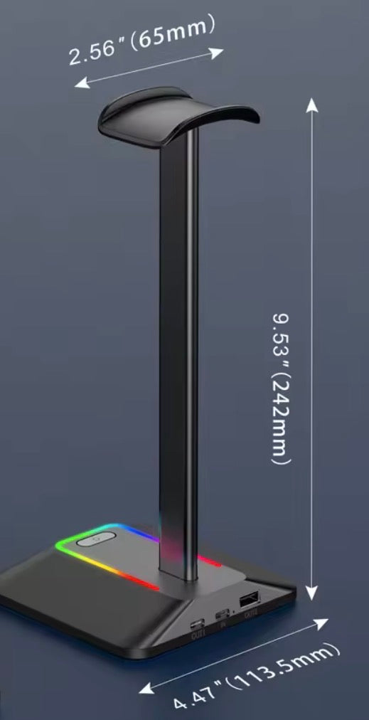 RGB Headset Holder with Dual USB Ports