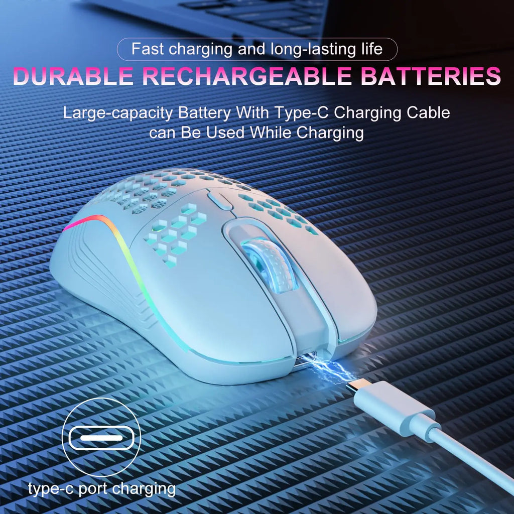 Wireless Honeycomb Lightweight Gaming Mouse with RGB Lighting