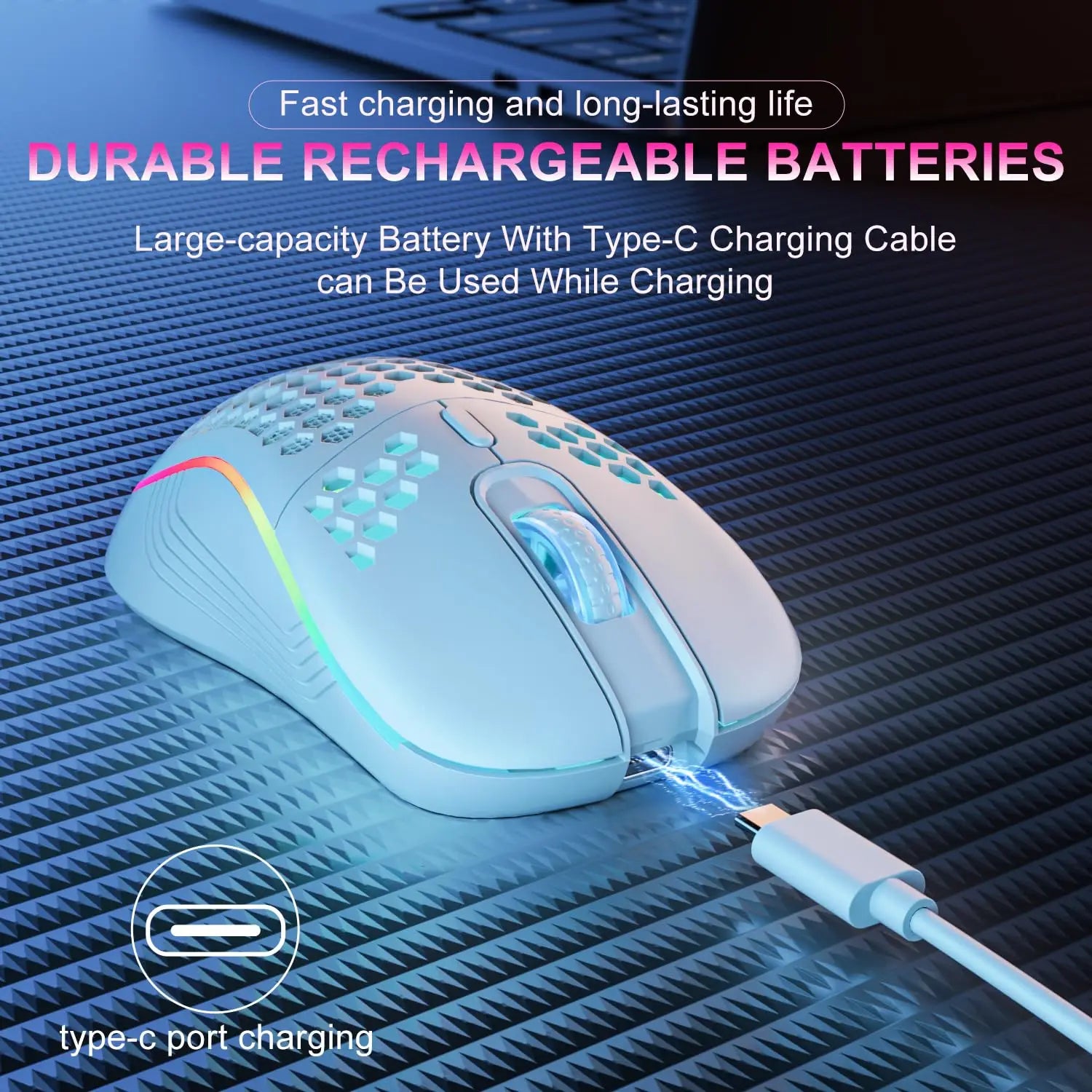 Wireless Honeycomb Lightweight Gaming Mouse with RGB Lighting