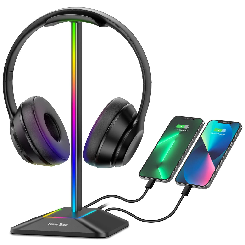 RGB Headset Stand with Dual Charging