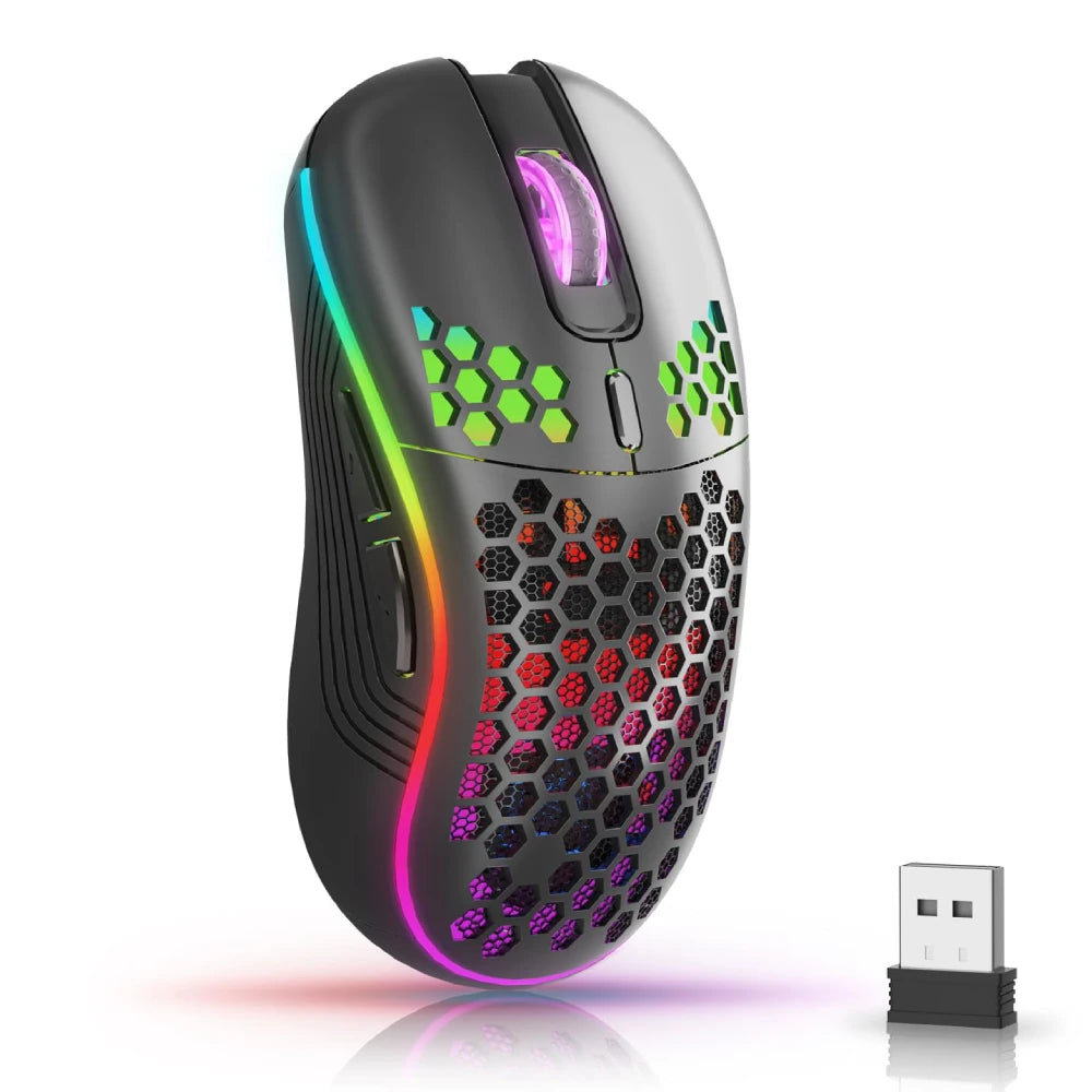Wireless Honeycomb Lightweight Gaming Mouse with RGB Lighting