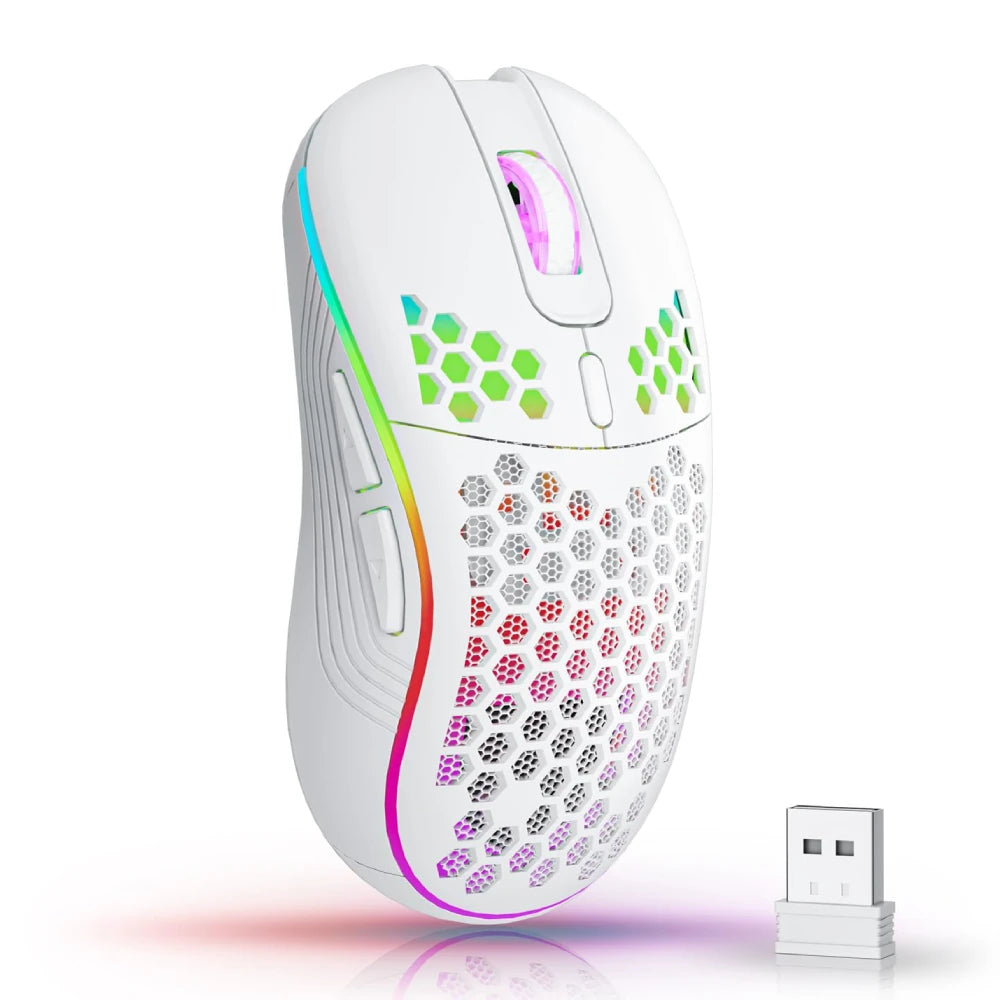 Wireless Honeycomb Lightweight Gaming Mouse with RGB Lighting