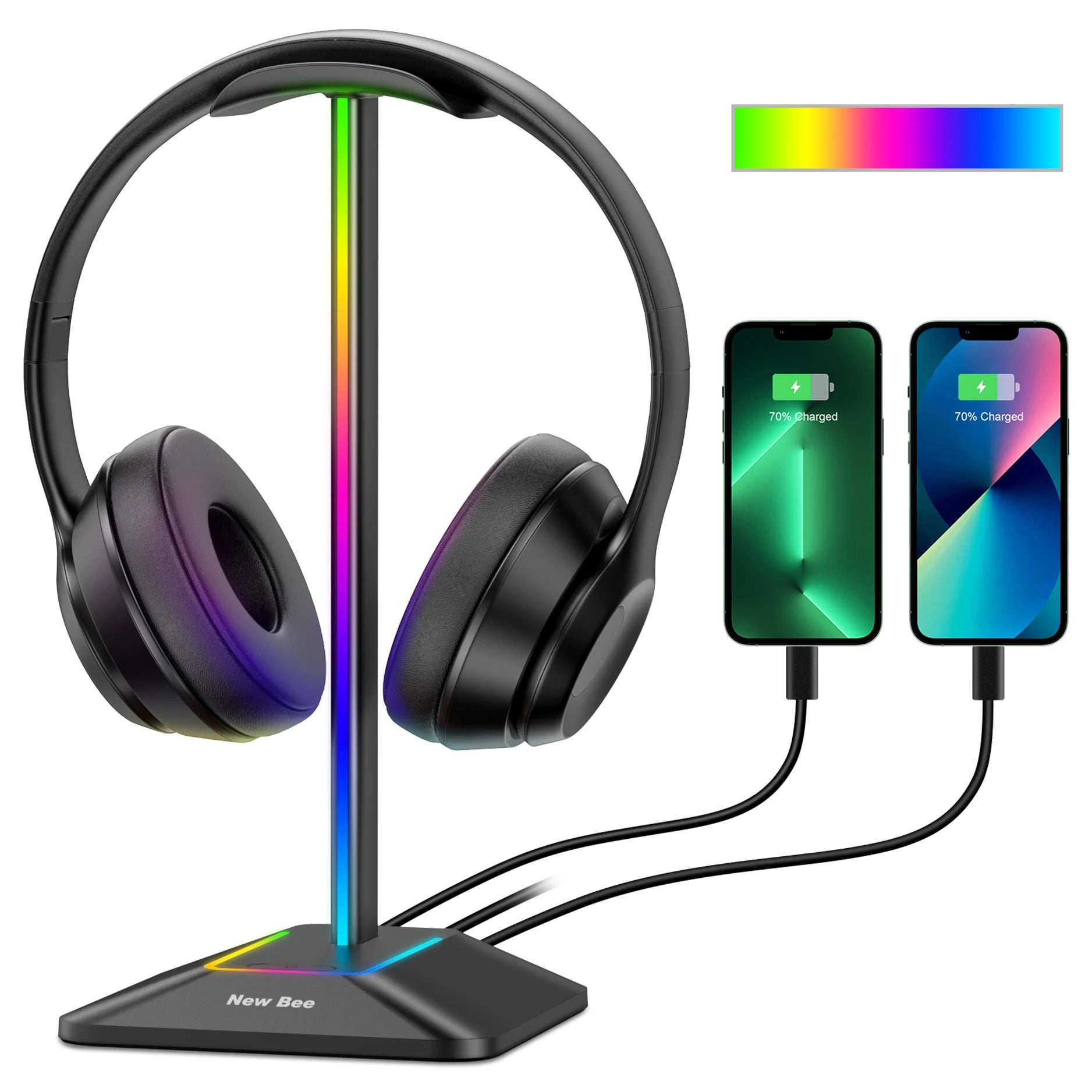 RGB Headset Stand with Dual Charging