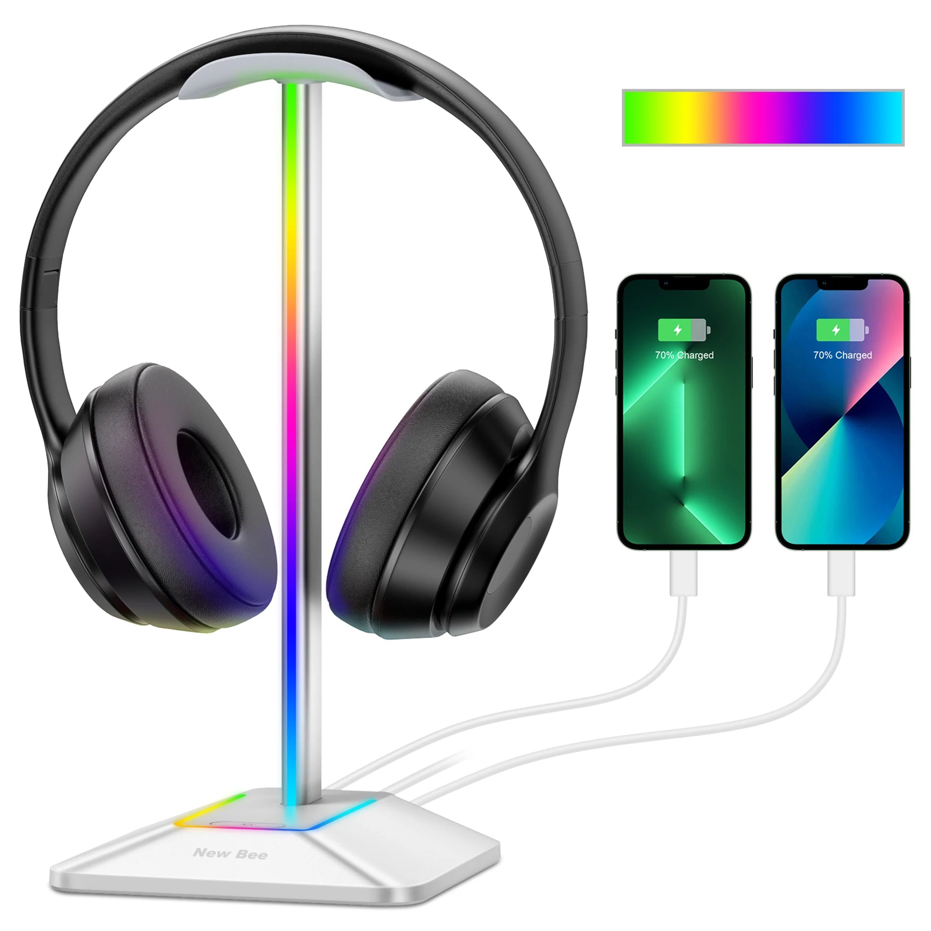 RGB Headset Stand with Dual Charging