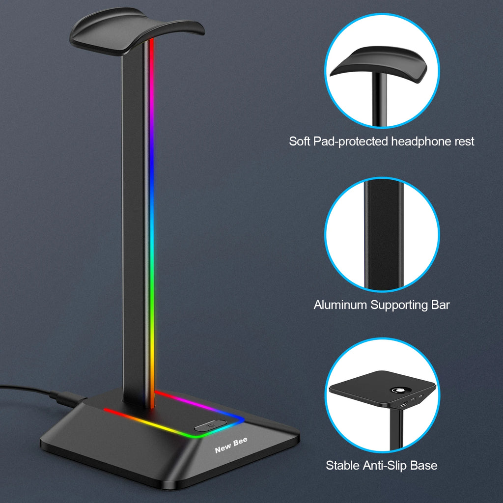 RGB Headset Stand with Dual Charging