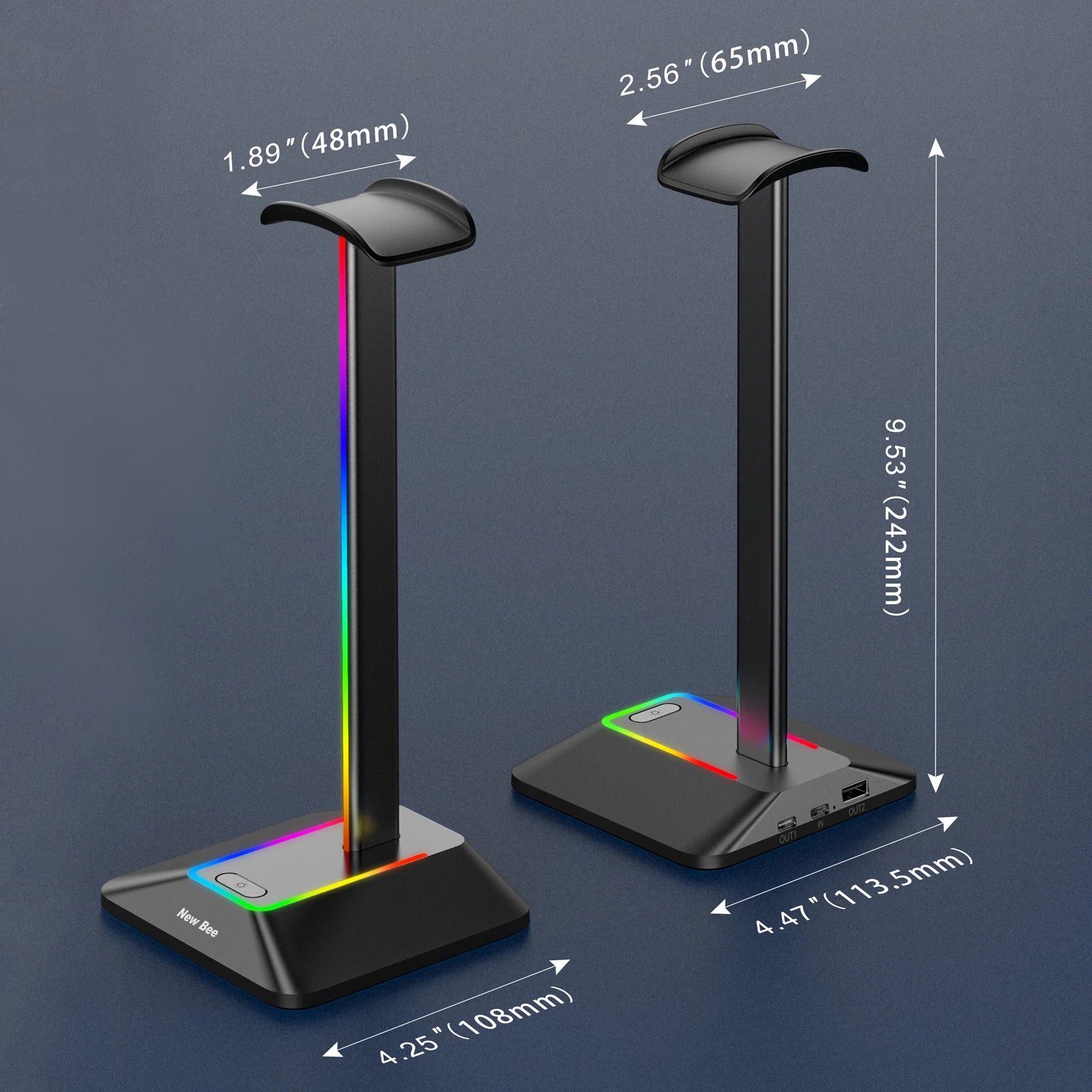 RGB Headset Stand with Dual Charging