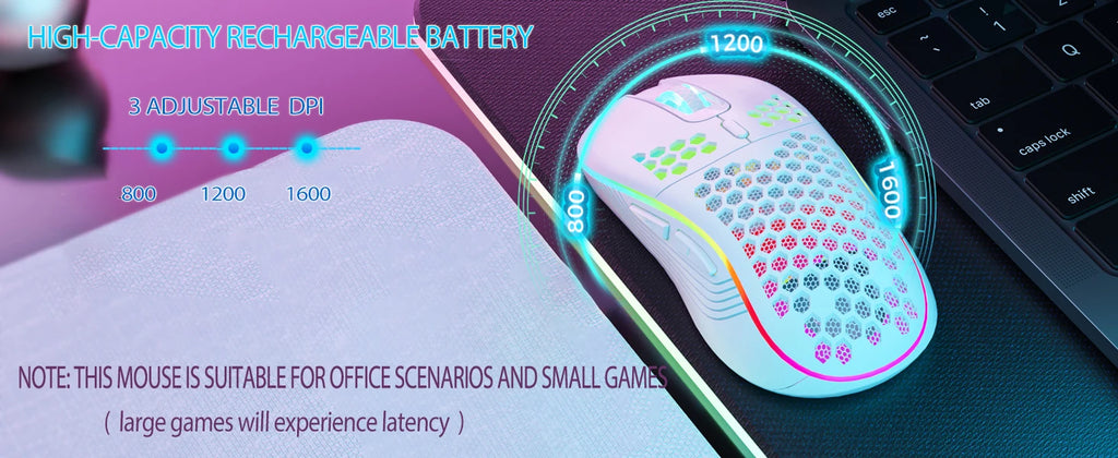 Wireless Honeycomb Lightweight Gaming Mouse with RGB Lighting