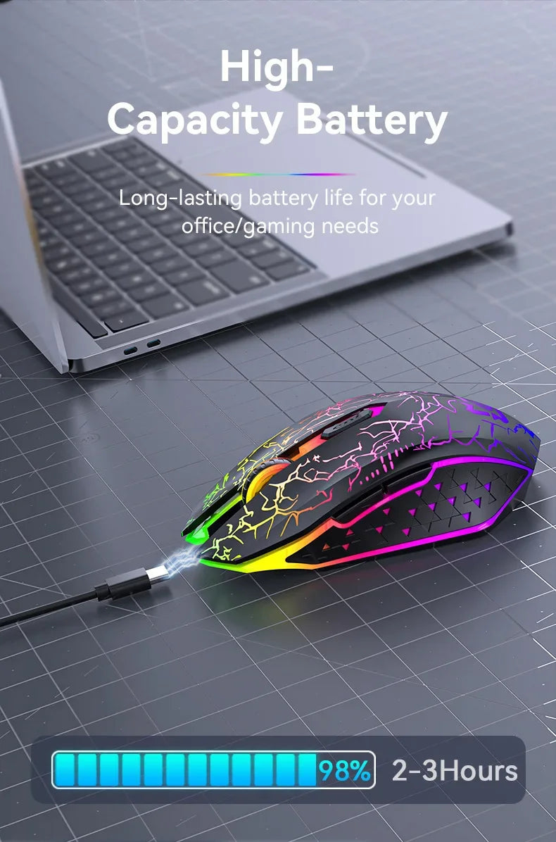 Bluetooth 5.2 Mouse RGB 2.4G Wireless Mouse Dual-Mode Gaming Mouse 6 Buttons Silent Mouse For MacBook Tablet Laptops Computer